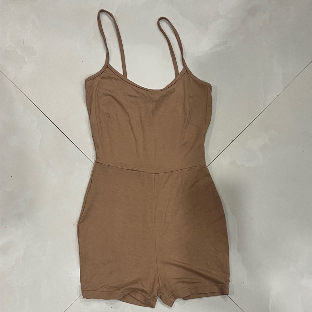JLUXLABEL Tan Chemise Romper